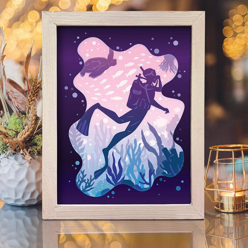 Diver – Paper Cut Light Box File - Cricut File - 20x26cm - LightBoxGoodMan - LightboxGoodman