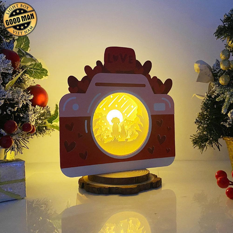 Dog and Cat - Paper Cut Camera Light Box File - Cricut File - 7,9x7,9 Inches - LightBoxGoodMan - LightboxGoodman