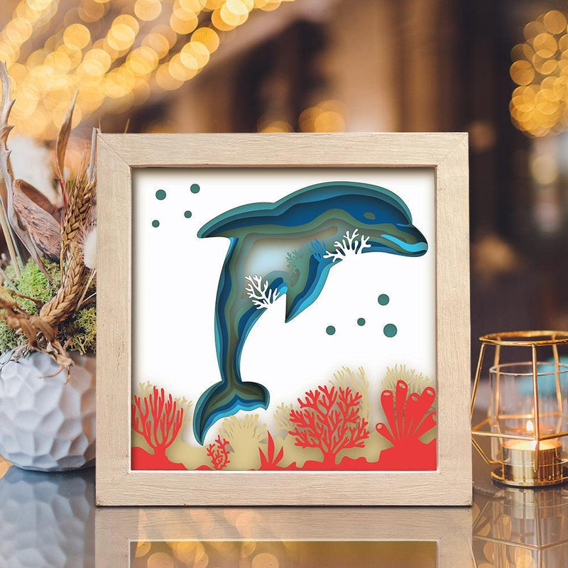 Dolphin 2 – Paper Cut Light Box File - Cricut File - 8x8 inches - LightBoxGoodMan - LightboxGoodman