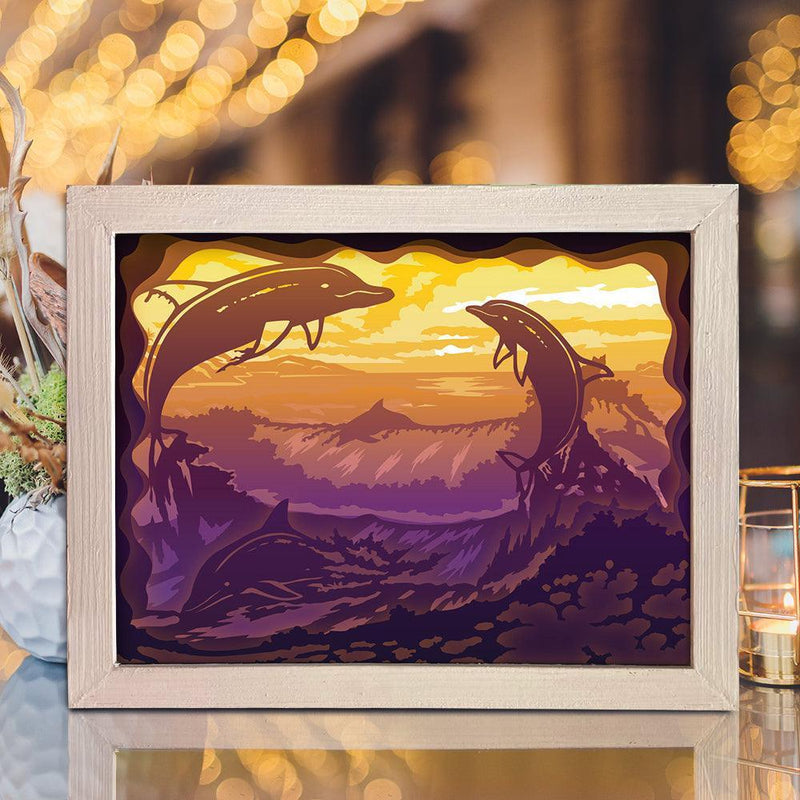 Dolphin – Paper Cut Light Box File - Cricut File - 8x10 inches - LightBoxGoodMan - LightboxGoodman