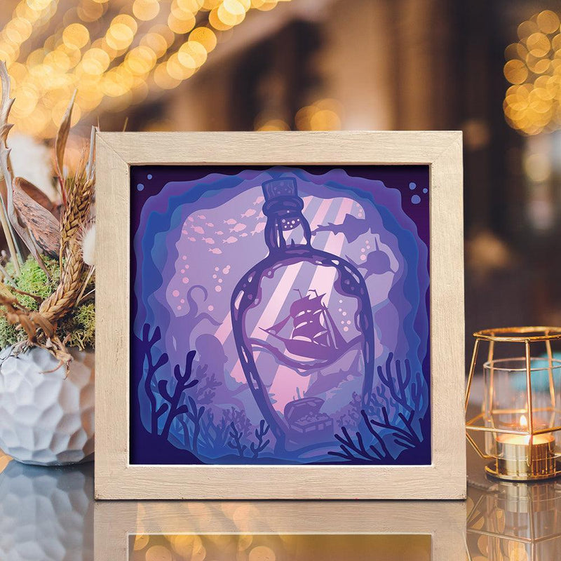 Drifting Bottle 1 – Paper Cut Light Box File - Cricut File - 20x20cm - LightBoxGoodMan - LightboxGoodman