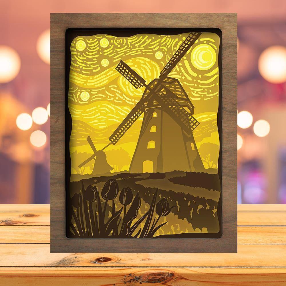 Dutch Windmills 1 - Paper Cutting Light Box - LightBoxGoodman - LightboxGoodman