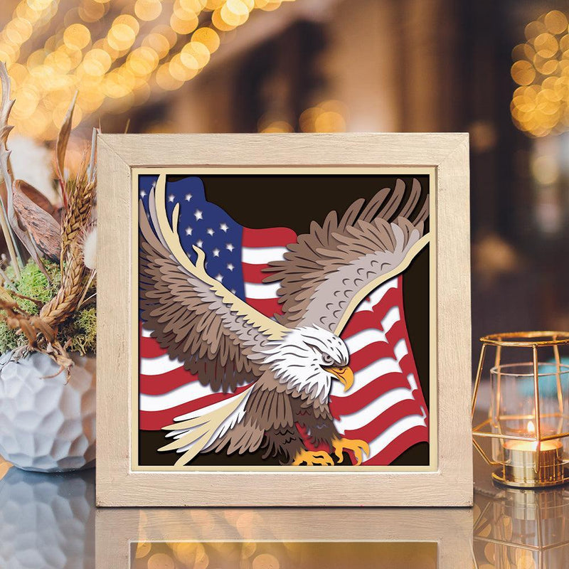 Eagle American Flag 2 – Paper Cut Light Box File - Cricut File - 8x8 inches - LightBoxGoodMan - LightboxGoodman