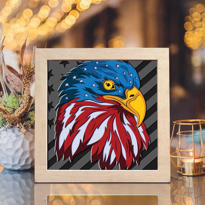 Eagle American Flag 3 – Paper Cut Light Box File - Cricut File - 8x8 inches - LightBoxGoodMan - LightboxGoodman