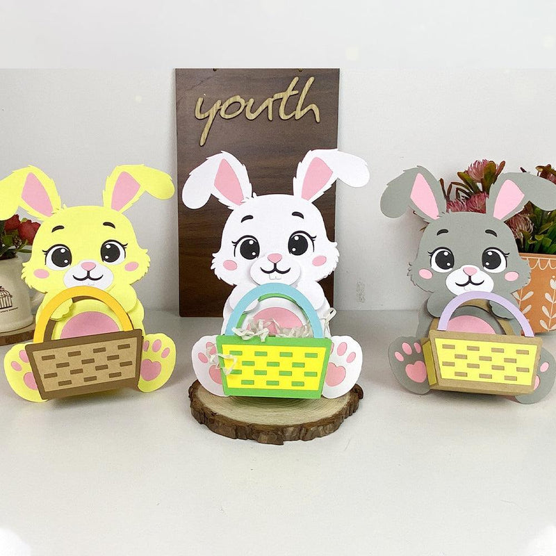 Easter Bunny Card - Easter Candy Treat Holder Paper Cutting File - 4.3x3.2" - Cricut File - LightBoxGoodMan - LightboxGoodman