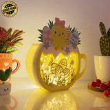 Easter Eggs - Easter Cup Papercut Lightbox File - Baby Chick Motif - Cricut File - 4,6x5,9 Inches - LightBoxGoodMan - LightboxGoodman