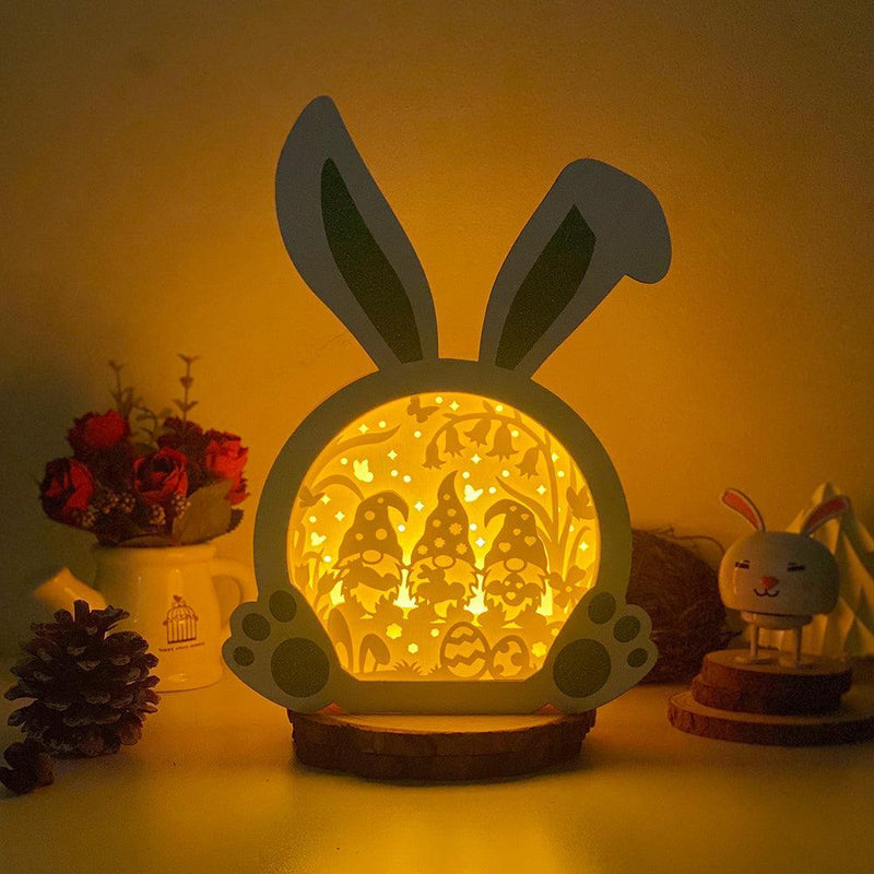 Easter Gnome 1 - Paper Cut Bunny Light Box File - Cricut File - 10,2x7,3 Inches - LightBoxGoodMan - LightboxGoodman