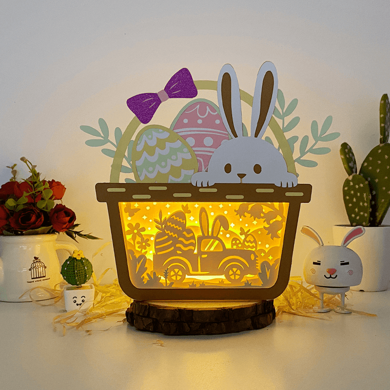 Easter Truck - Bunny Easter Basket Papercut Lightbox File - Cricut File - 8x7.3 Inches - LightBoxGoodMan - LightboxGoodman