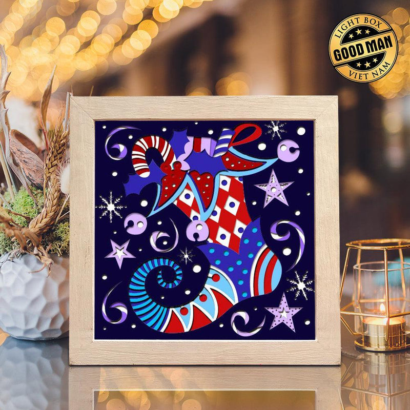 Elf Shoes 2 – Paper Cut Light Box File - Cricut File - 8x8 inches - LightBoxGoodMan - LightboxGoodman