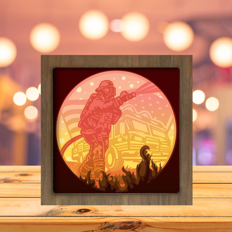 Firefighter – Paper Cut Light Box File - Cricut File - 20x20cm - LightBoxGoodMan - LightboxGoodman