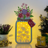 Firefly Garden - Paper Cut Floral Mason Jar Light Box File - Cricut File - 11,1x5,5 Inches - LightBoxGoodMan - LightboxGoodman