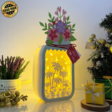 Firefly Garden - Paper Cut Floral Mason Jar Light Box File - Cricut File - 11,1x5,5 Inches - LightBoxGoodMan - LightboxGoodman