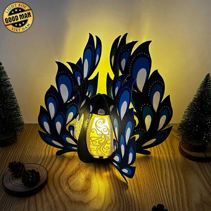 Flaming Peacock - 3D Peacock Lantern File - 8.2x9" - Cricut File - LightBoxGoodMan - LightboxGoodman