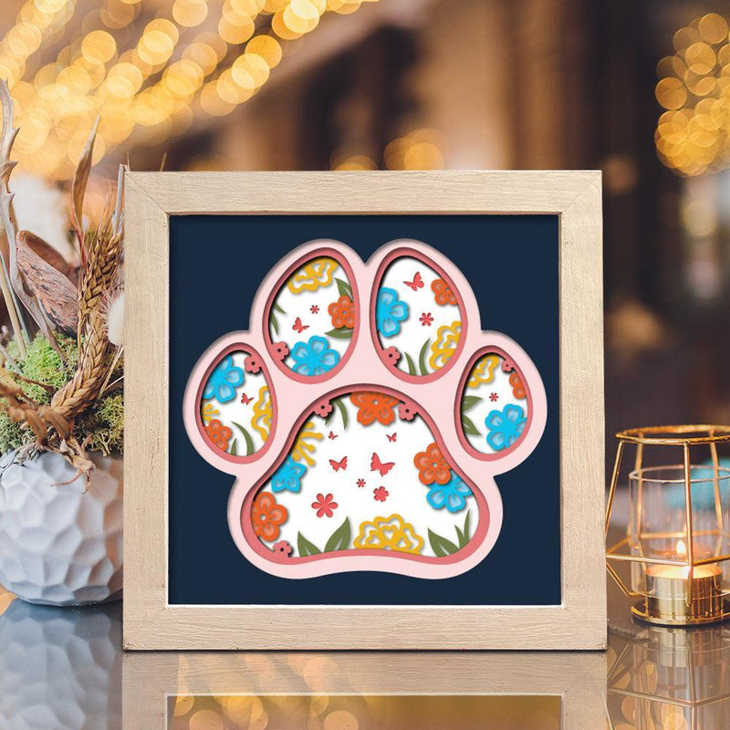 Floral Paw – Paper Cut Light Box File - Cricut File - 20x20cm - LightBoxGoodMan - LightboxGoodman