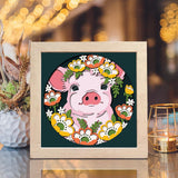 Floral Pig – Paper Cut Light Box File - Cricut File - 8x8 inches - LightBoxGoodMan - LightboxGoodman