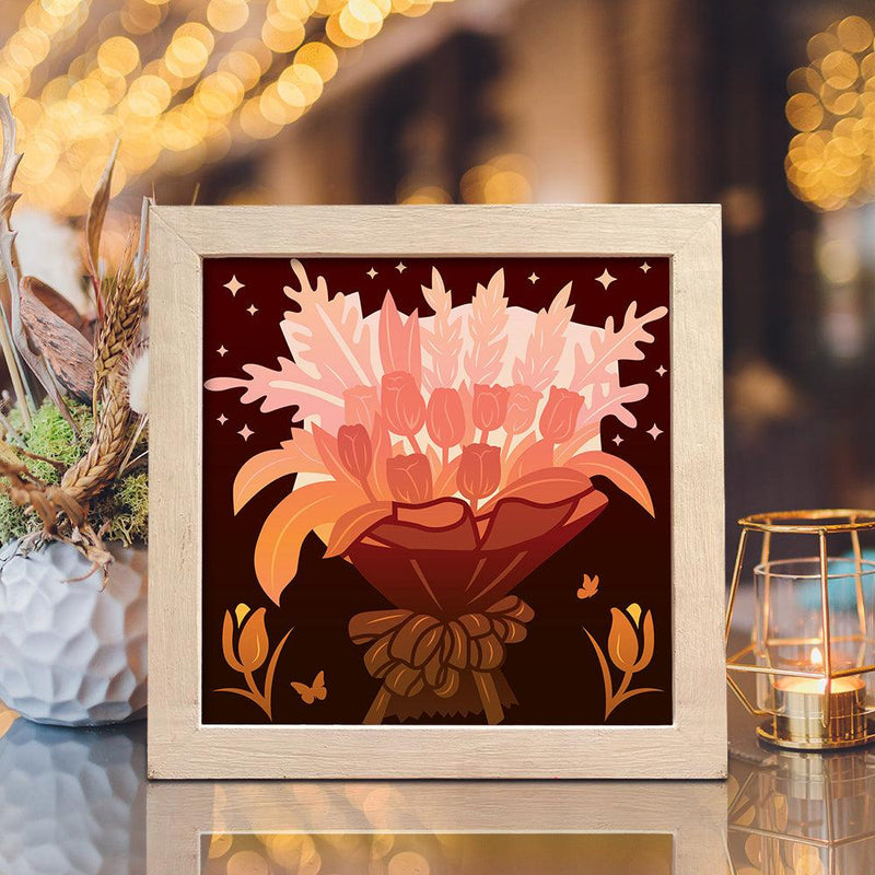 Flower Bouquet – Paper Cut Light Box File - 8x8" - Cricut File - LightBoxGoodMan - LightboxGoodman