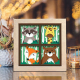 Funny Animals – Paper Cut Light Box File - Cricut File - 8x8 inches - LightBoxGoodMan