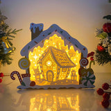 Gingerbread House - Paper Cut Gingerbread House Light Box File - Cricut File - 7x9 Inches - LightBoxGoodMan