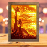 Giraffe Mother And Baby - Paper Cutting Light Box - LightBoxGoodman - LightboxGoodman