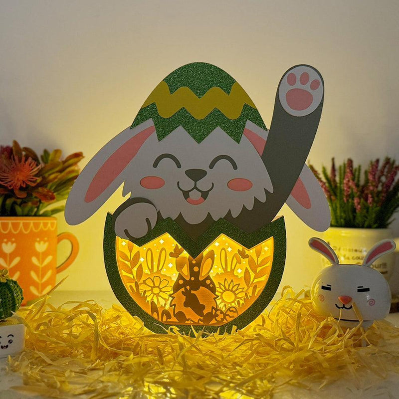 Gnome Easter - Bunny Easter Egg Papercut Lightbox File - Cricut File - 8x7 Inches - LightBoxGoodMan - LightboxGoodman