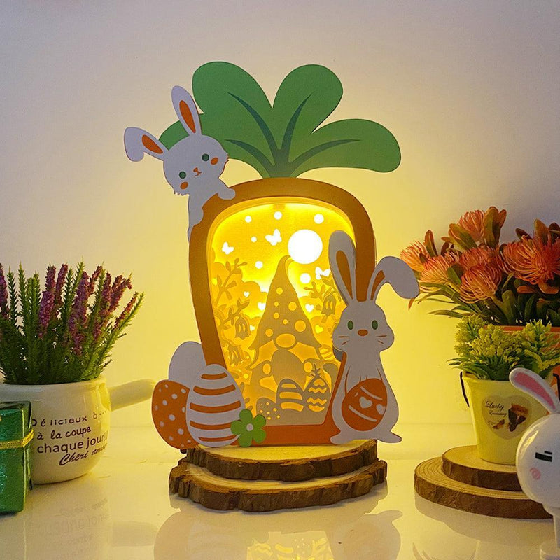 Gnome Easter - Paper Cut Carrot Light Box File - Cricut File - 10x7.2 Inches - LightBoxGoodMan - LightboxGoodman