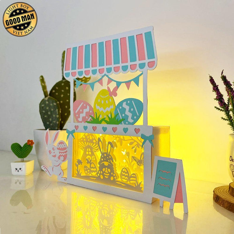 Gnome Easter - Paper Cut Easter Shop Light Box File - Cricut File - 8x9.5 Inches - LightBoxGoodMan - LightboxGoodman