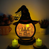 Gnome Halloween - Paper Cut Witch Hat Light Box File - Cricut File - 18x23 cm - LightBoxGoodMan