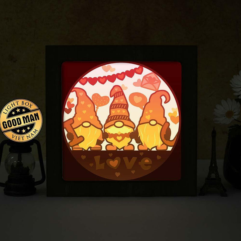 Gnome Love 2 – Paper Cut Light Box File - Cricut File - 8x8 Inches - LightBoxGoodMan - LightboxGoodman