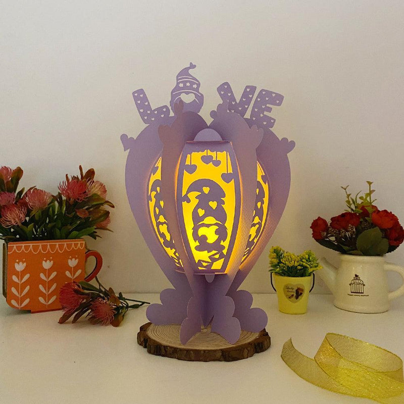 Gnome Love - 3D Heart Lantern File - 11,4x7,2 Inches - Cricut File - LightBoxGoodMan - LightboxGoodman