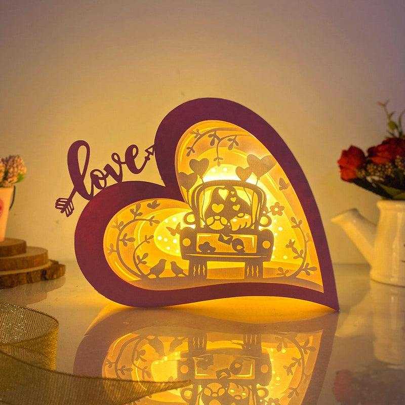 Gnome Love - Love Heart Papercut Lightbox File - 5,6x7,5" - Cricut File - LightBoxGoodMan - LightboxGoodman