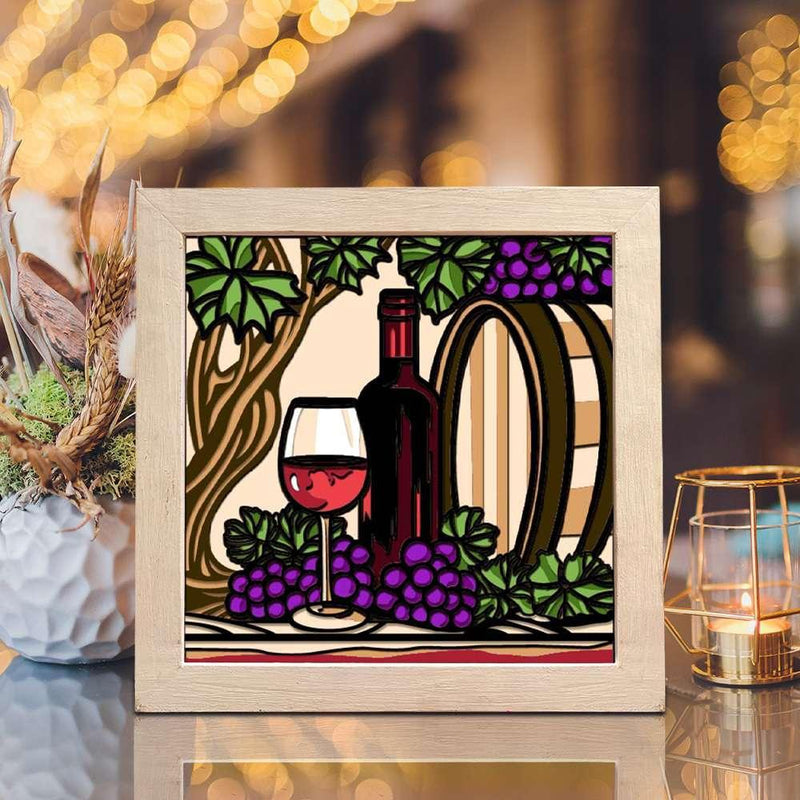 Grape Wine – Paper Cut Light Box File - Cricut File - 8x8 inches - LightBoxGoodMan - LightboxGoodman