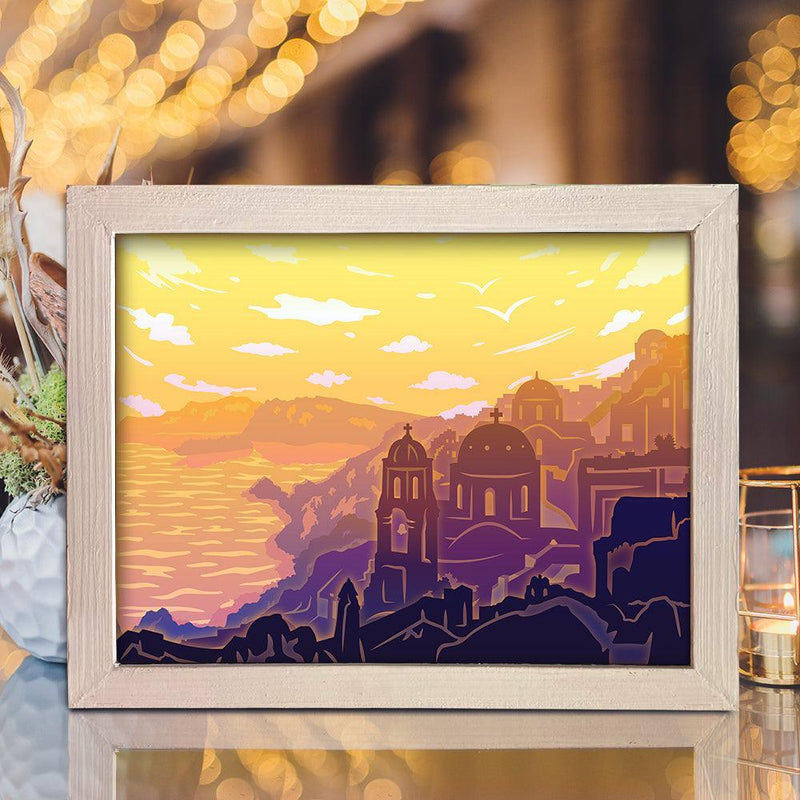 Greece Landscape - Paper Cut Light Box File - Cricut File - 8x10 Inches - LightBoxGoodMan - LightboxGoodman