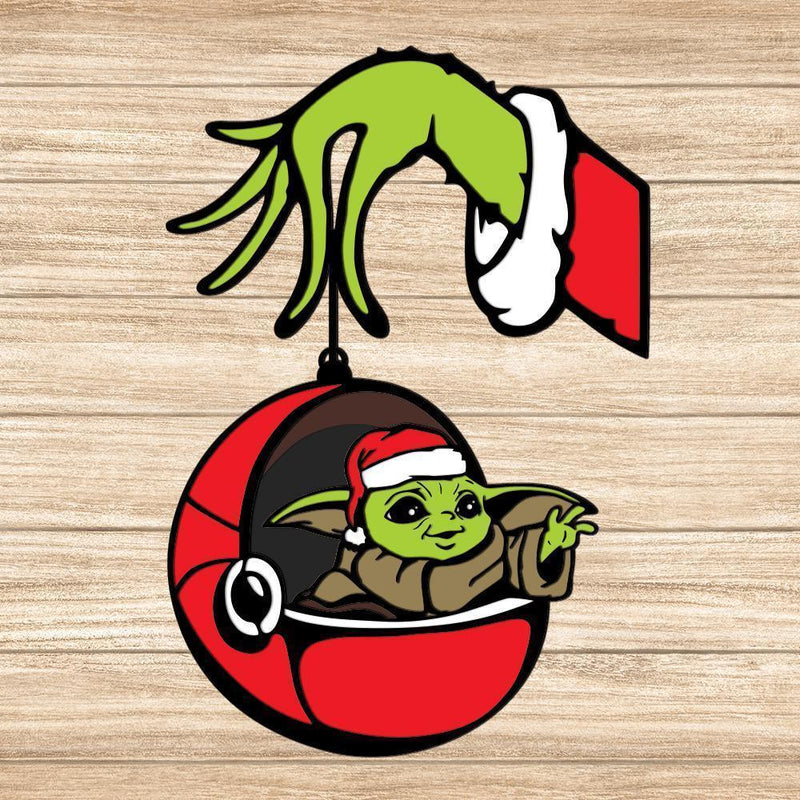 Grinch And Baby Yoda Christmas - Paper 3D Layered File - Cricut File - 20x29cm - LightBoxGoodMan - LightboxGoodman