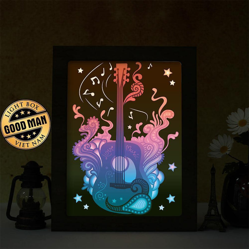 Guitar – Paper Cut Light Box File - Cricut File - 20x26cm - LightBoxGoodMan - LightboxGoodman