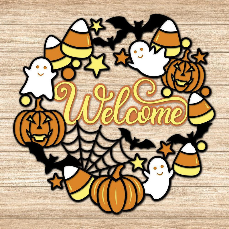Halloween Wreath - Paper 3D Layered File - Cricut File - LightBoxGoodMan - LightboxGoodman