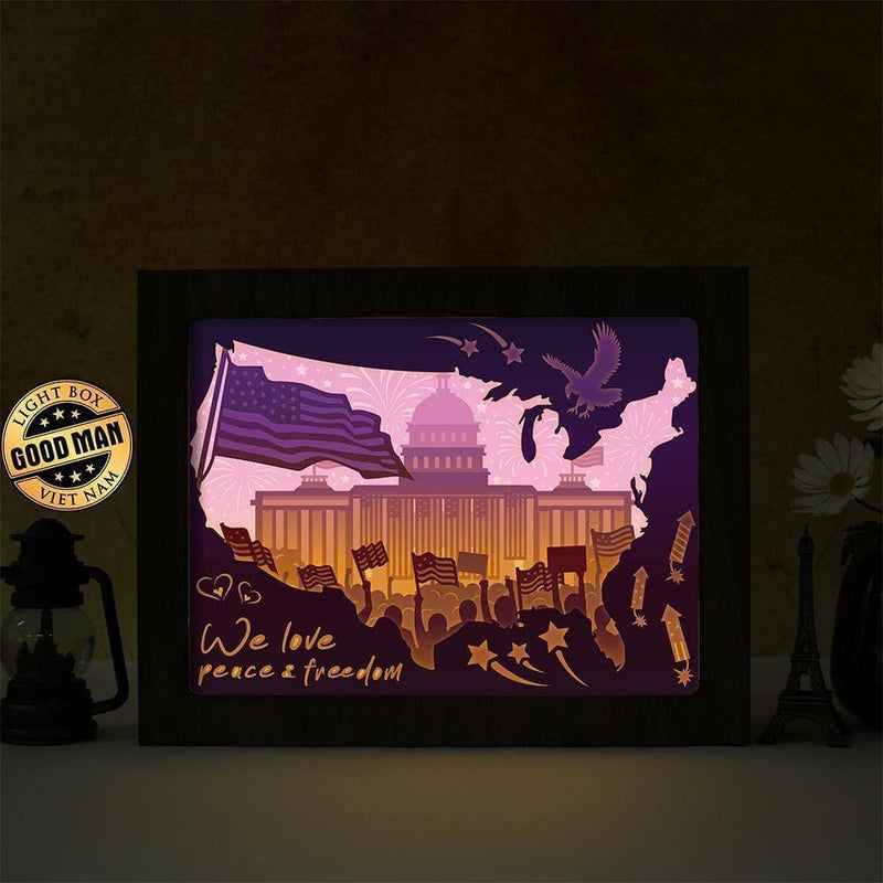 Happy 4th Of July 3 – Paper Cut Light Box File - Cricut File - 8x10 inches - LightBoxGoodMan - LightboxGoodman