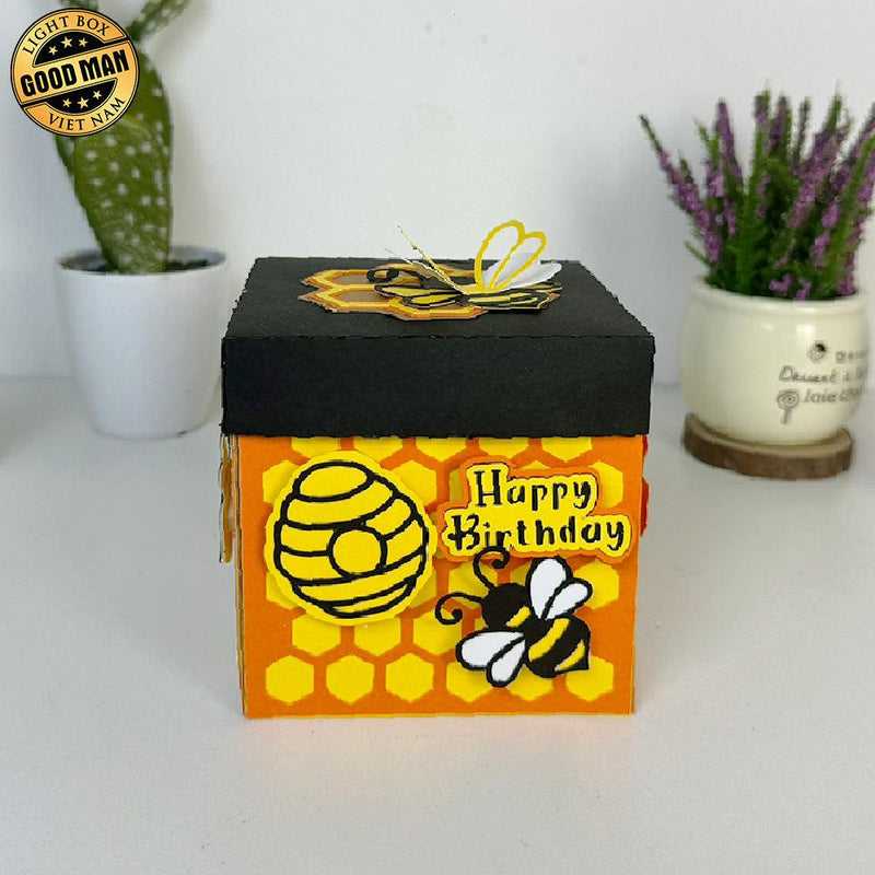 Happy Birthday 1 - Surprise Gift Box Paper Cutting File - 4x4" - Cricut File - LightBoxGoodMan - LightboxGoodman