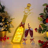 Happy New Year - Paper Cut Champagne Light Box File - Cricut File - 10,3x5,7 Inches - LightBoxGoodMan - LightboxGoodman