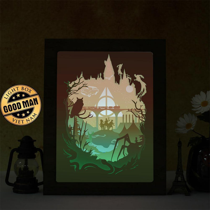 Template designs to create 3D paper cut light boxes in various themes