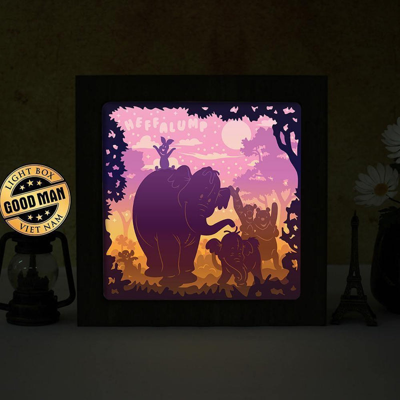 Heffalump – Paper Cut Light Box File - Cricut File - 20x20cm - LightBoxGoodMan - LightboxGoodman