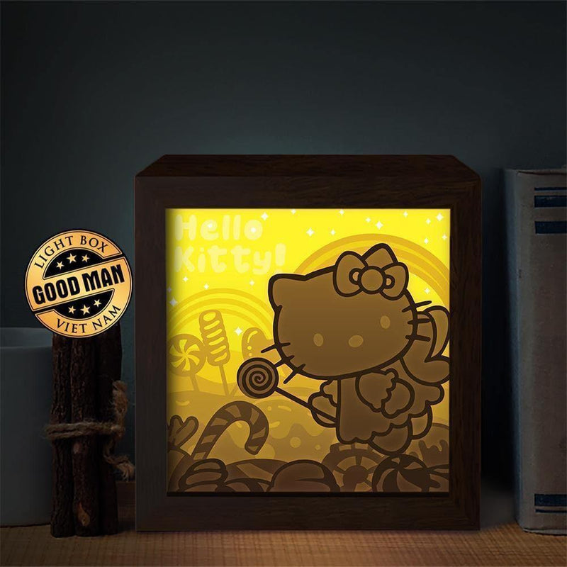Hello Kitty – Paper Cut Light Box File - Cricut File - 20x20cm - LightBoxGoodMan - LightboxGoodman