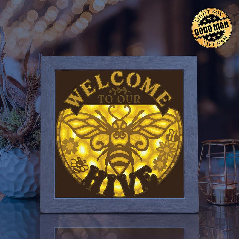 Honey Bee 4 – Paper Cut Light Box File - Cricut File - 8x8 inches - LightBoxGoodMan - LightboxGoodman