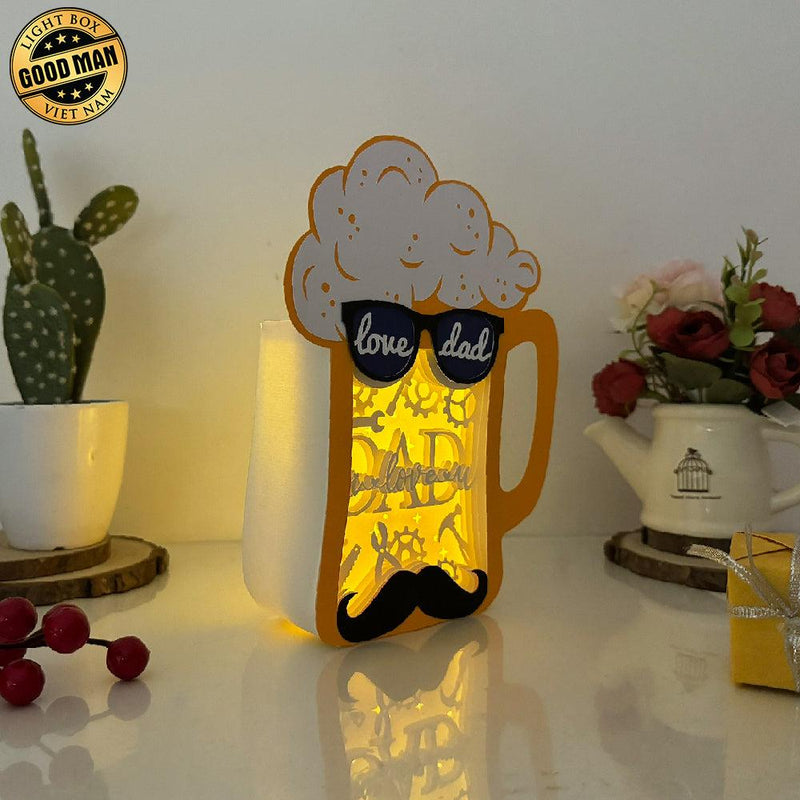 I Love You Dad - Dad's Beer Mug Papercut Lightbox File - 6x8" - Cricut File - LightBoxGoodMan - LightboxGoodman