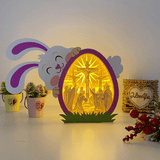 Jesus - Rabbit Easter Egg Papercut Lightbox File - Cricut File - 9.8x7 Inches - LightBoxGoodMan