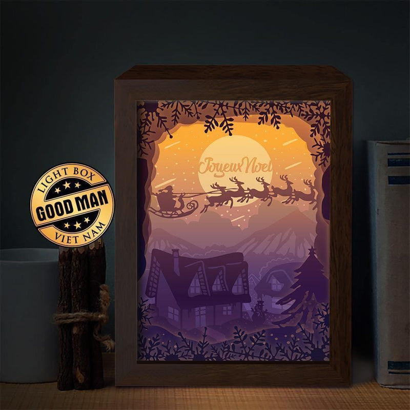 Joyeux Noel 6 – Paper Cut Light Box File - Cricut File - 20x26cm - LightBoxGoodMan - LightboxGoodman