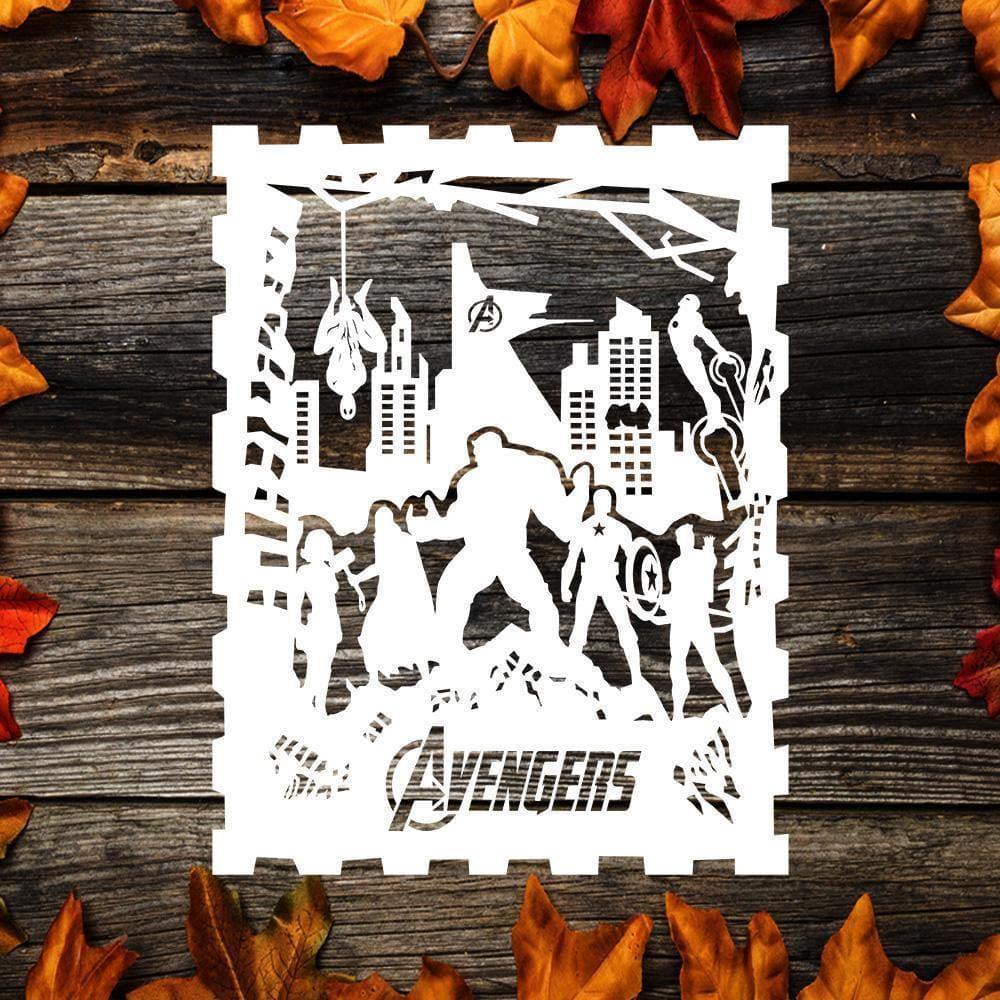 Kirigami Avengers 1 – Paper Cutting SVG Template files, 20x26 cm - LightboxGoodman