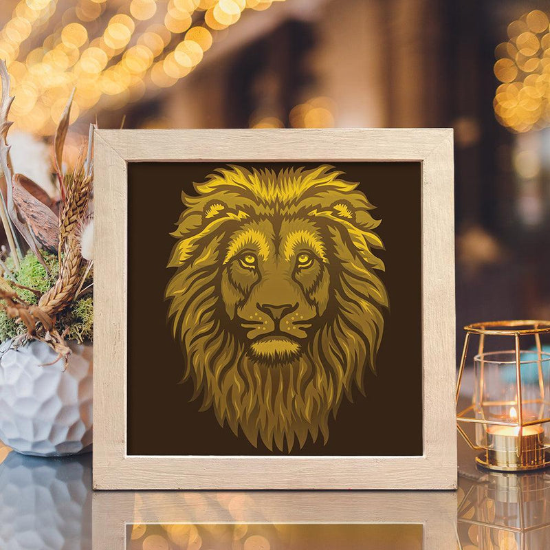 Lion Portrait 1 Square – Paper Cut Light Box File - Cricut File - 8x8 inches - LightBoxGoodMan - LightboxGoodman
