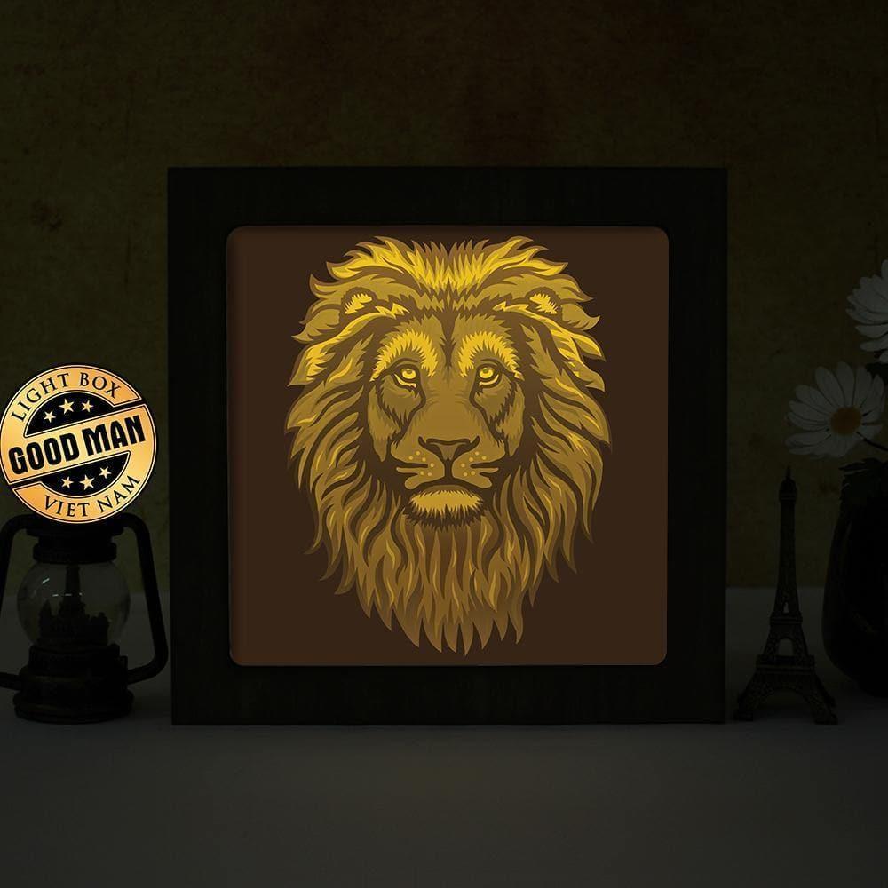 Lion Portrait 1 Square – Paper Cut Light Box File - Cricut File - 8x8 inches - LightBoxGoodMan - LightboxGoodman