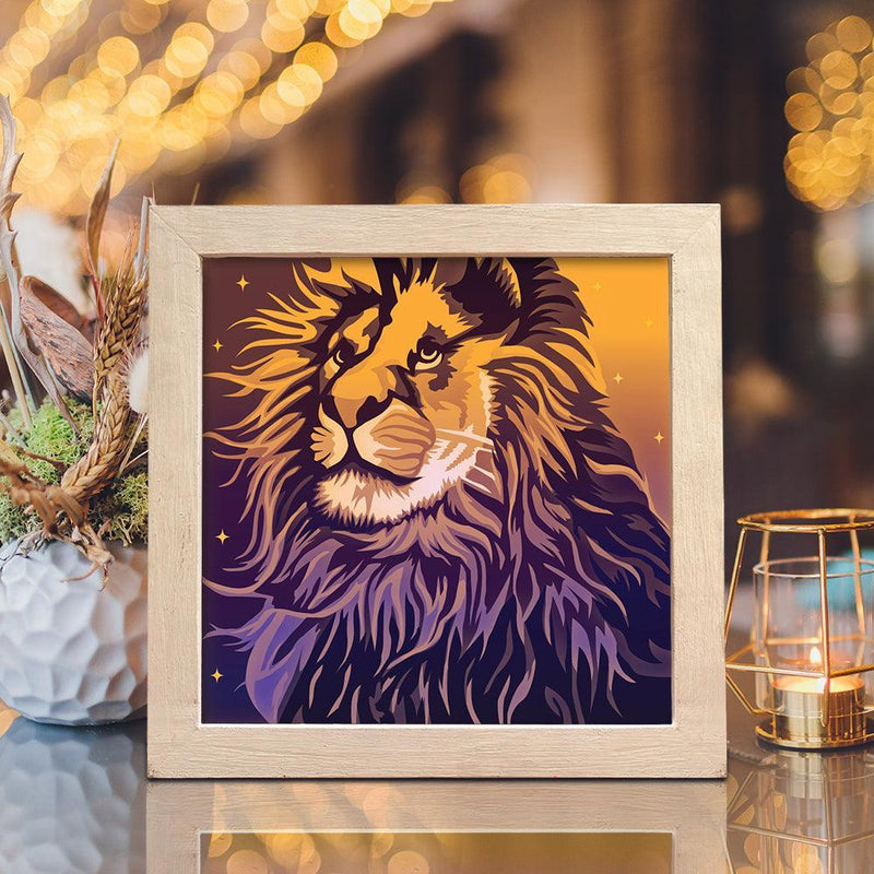 Lion Portrait 2 - Paper Cut Light Box File - Cricut File - 8x8 inches - LightBoxGoodMan - LightboxGoodman