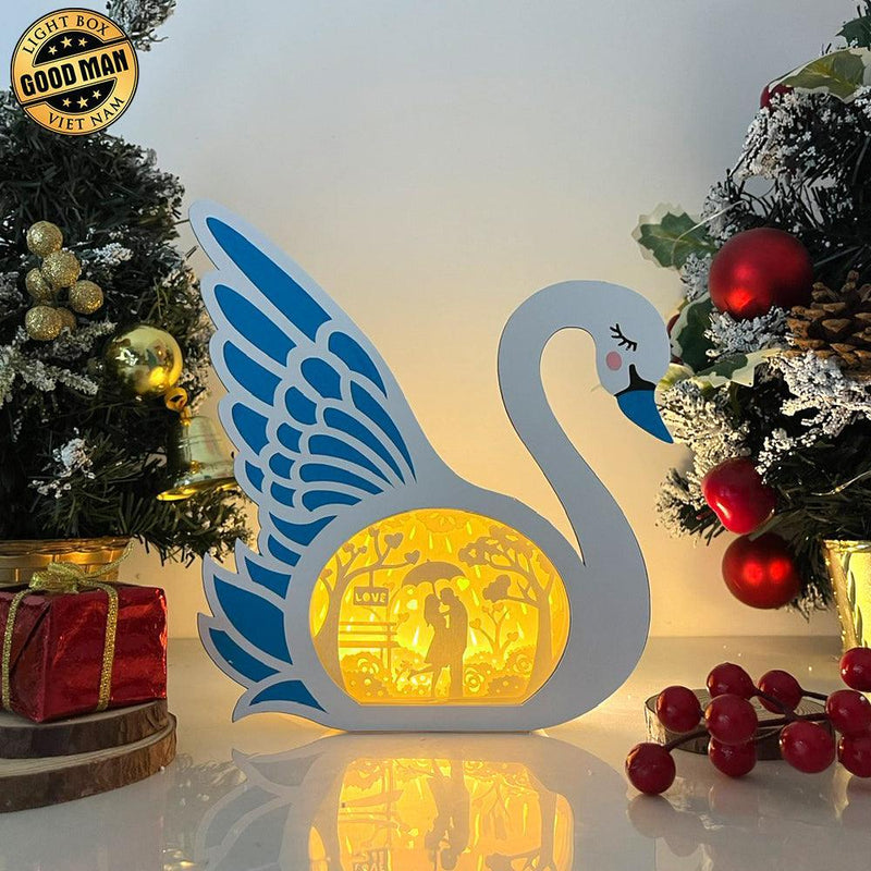 Love 1 - Paper Cut Swan Light Box File - Cricut File - 7x8 inches - LightBoxGoodMan - LightboxGoodman